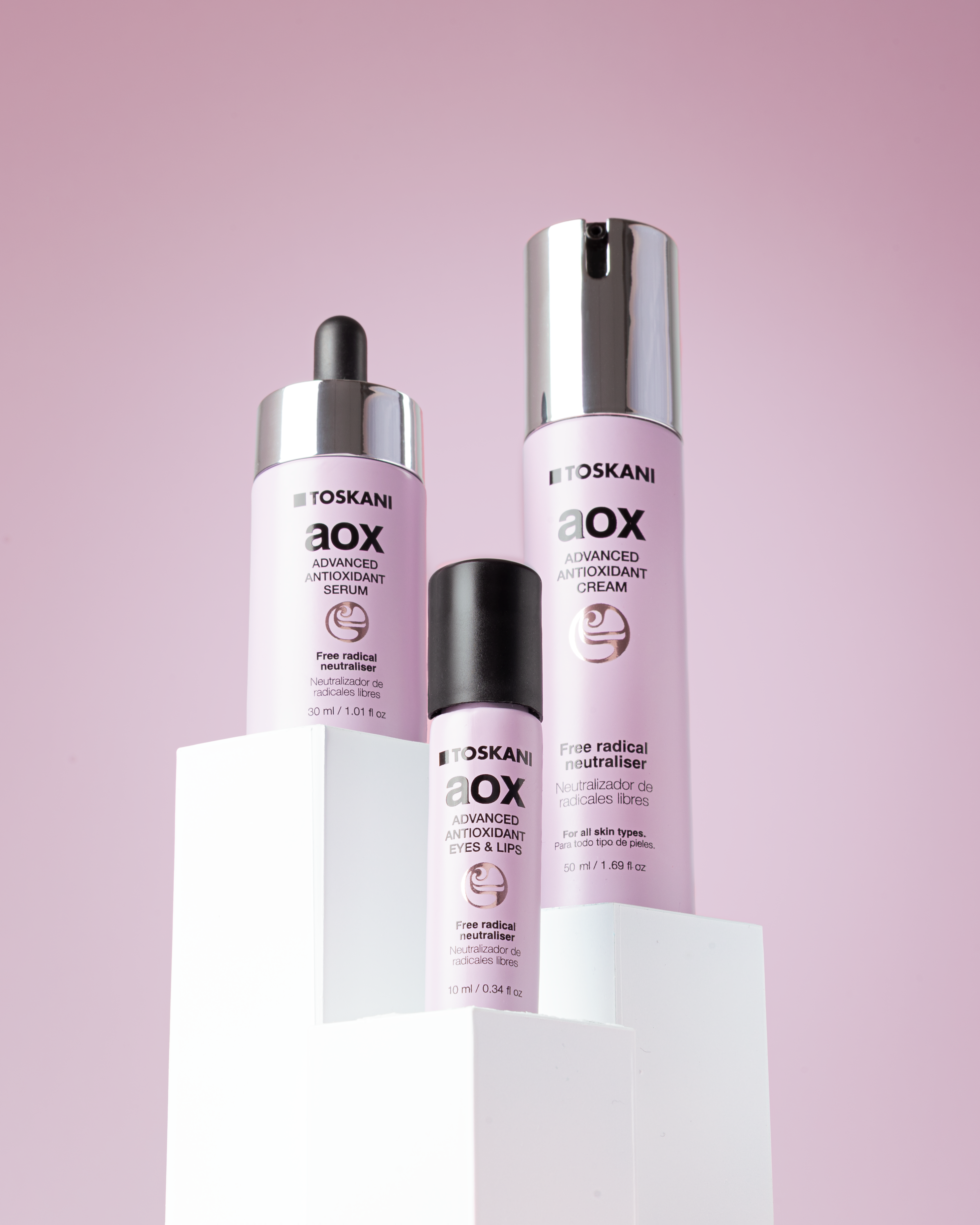 Toskani AOX-lijn met serum, cr&egrave;me en eyes & lips